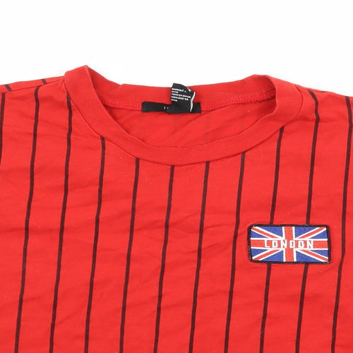 FOREVER 21 Womens Red Striped Jersey Basic T-Shirt Size M