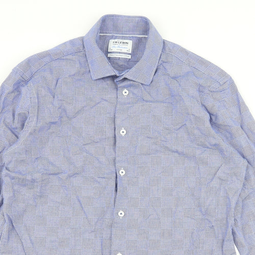 TM Lewin Mens Blue Check   Dress Shirt Size 16