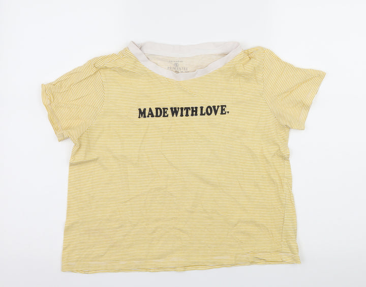 Primark Womens Yellow Striped Jersey Basic T-Shirt Size 10 - Made With Love