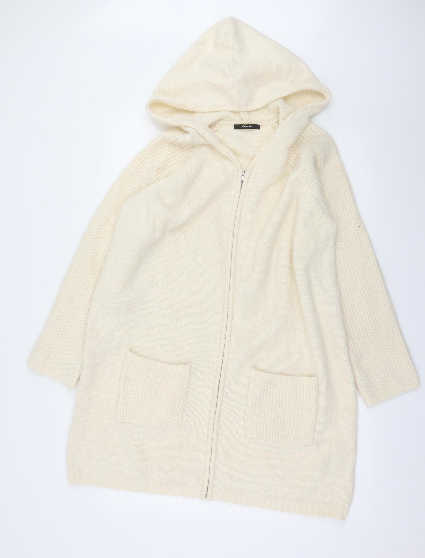George Womens Ivory  Jersey Cardigan Jumper Size 18