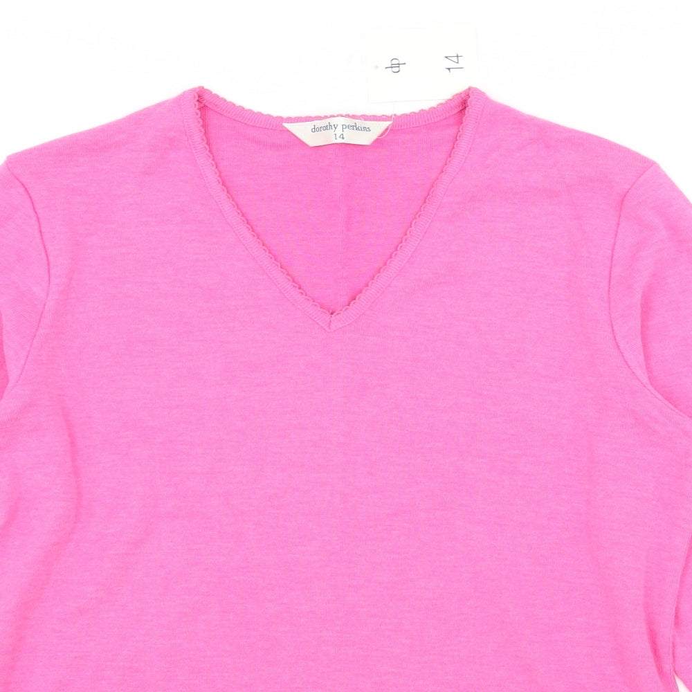 Dorothy Perkins Womens Pink  Knit Basic T-Shirt Size 14
