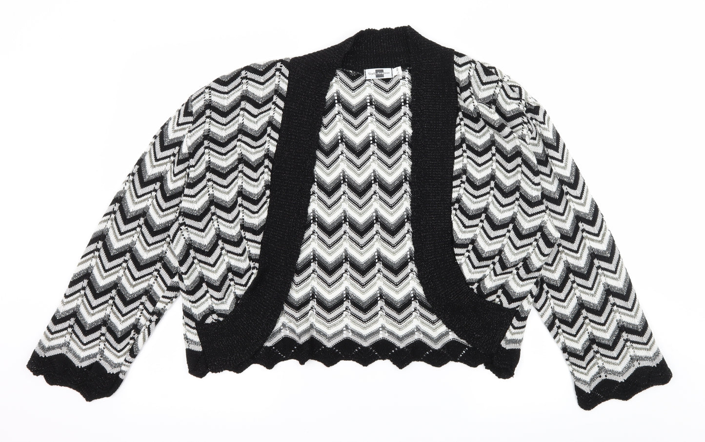 Sixth Avenue Womens Black Striped Knit Cardigan Jumper Size L