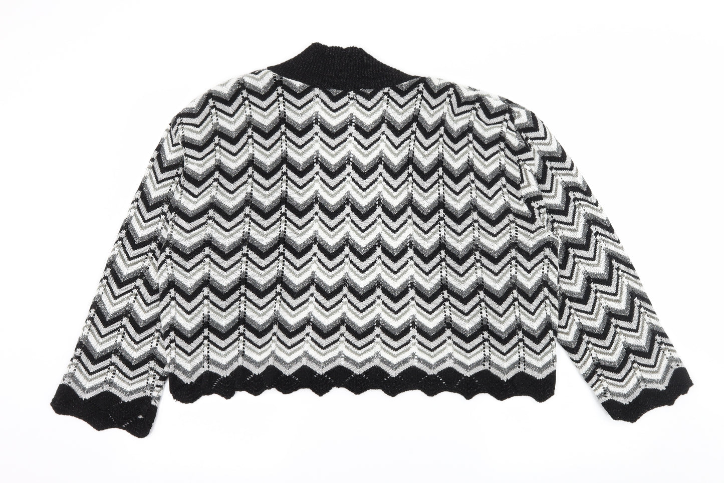 Sixth Avenue Womens Black Striped Knit Cardigan Jumper Size L