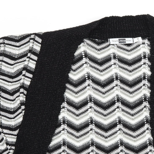 Sixth Avenue Womens Black Striped Knit Cardigan Jumper Size L
