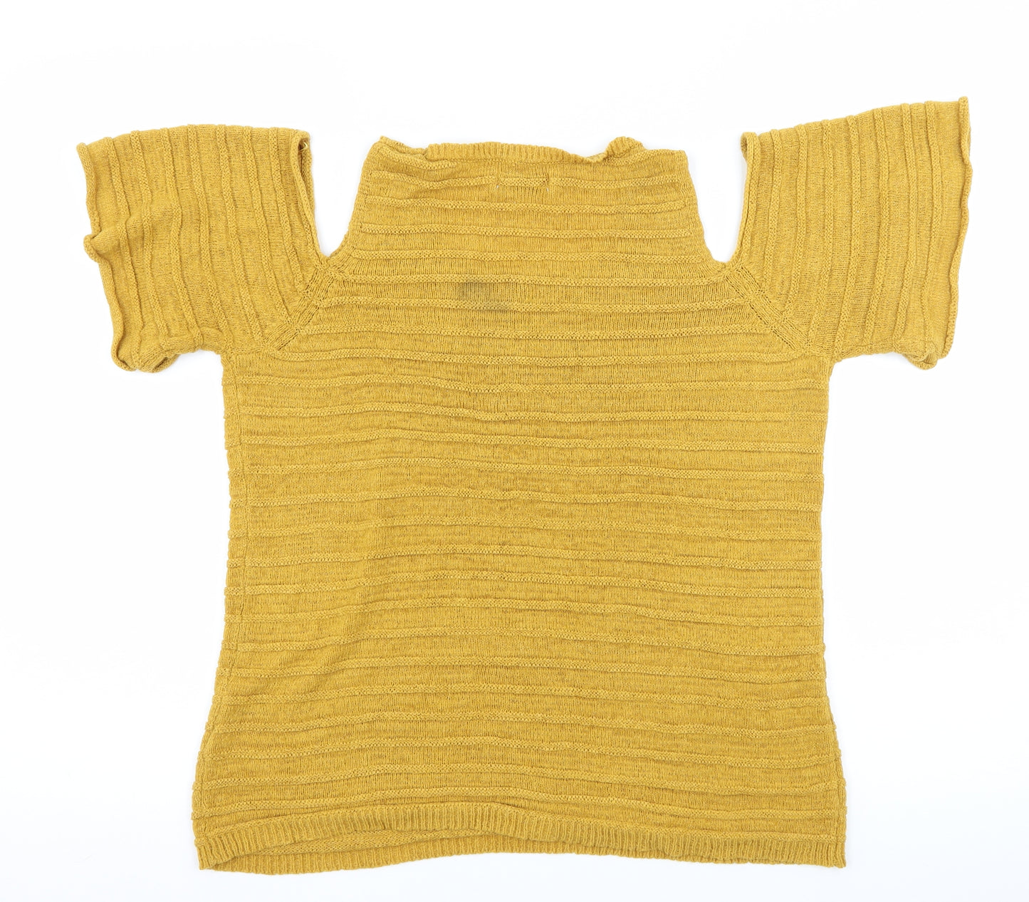 Papaya Womens Yellow  Knit Basic T-Shirt Size 14  - Cut Out Shoulder
