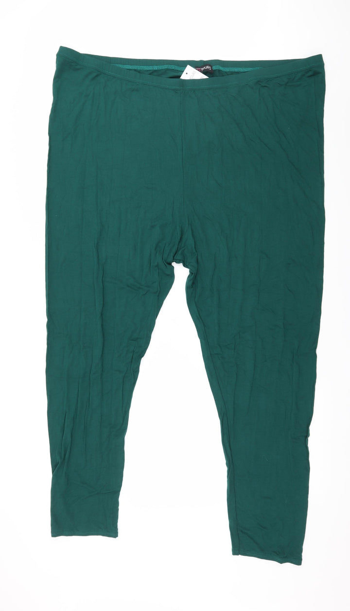 Yours Womens Green Jersey Capri Leggings Size 34 L29 in