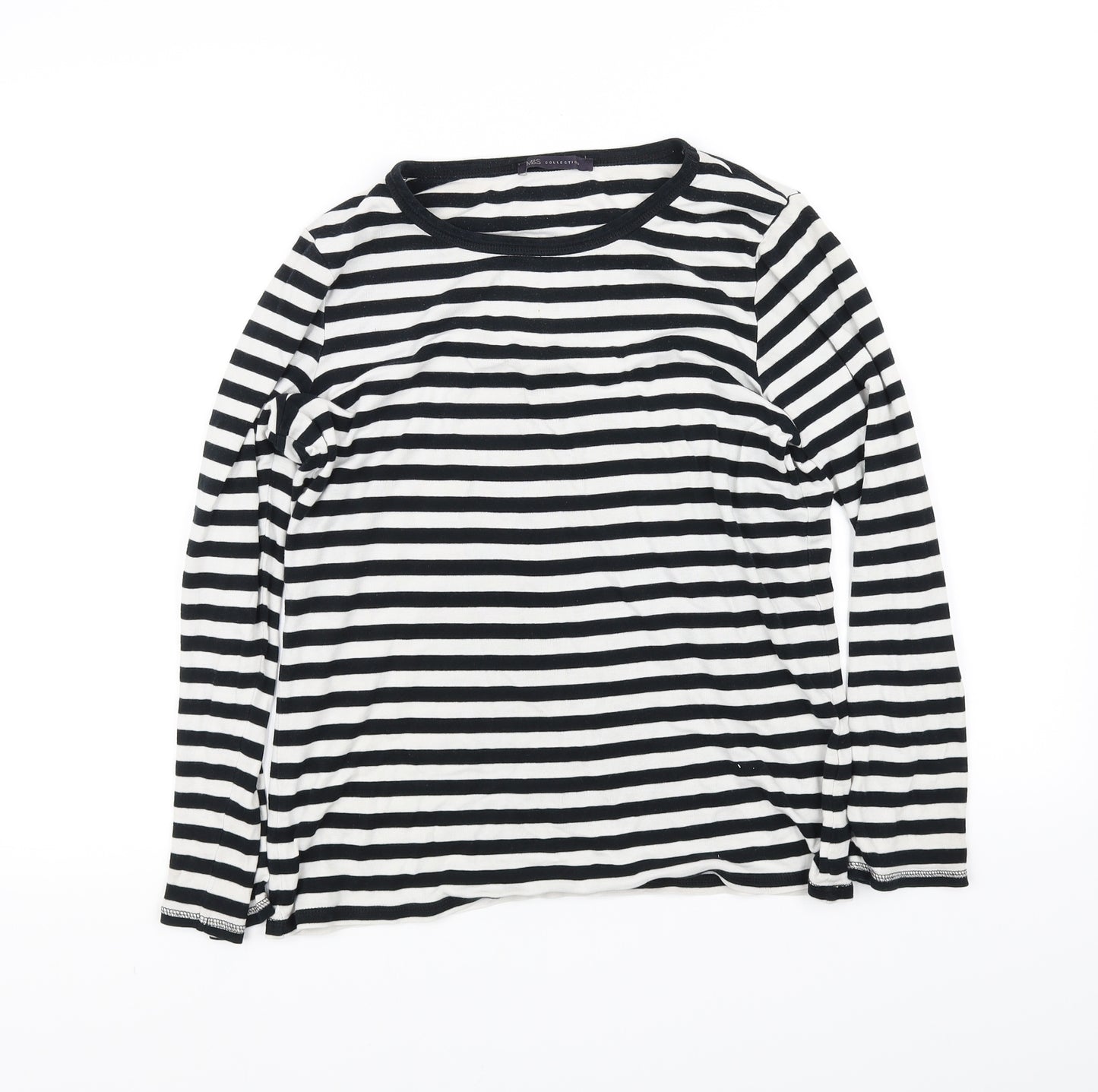 m&s Womens White Striped  Basic Blouse Size 12