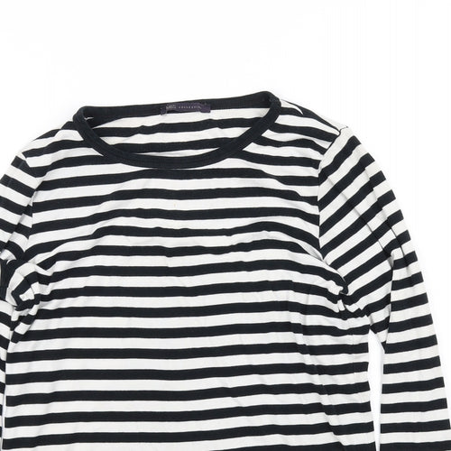 m&s Womens White Striped  Basic Blouse Size 12