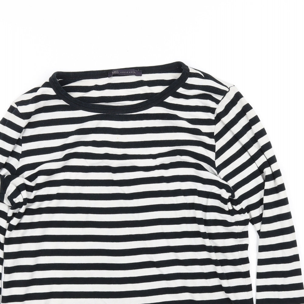 m&s Womens White Striped  Basic Blouse Size 12