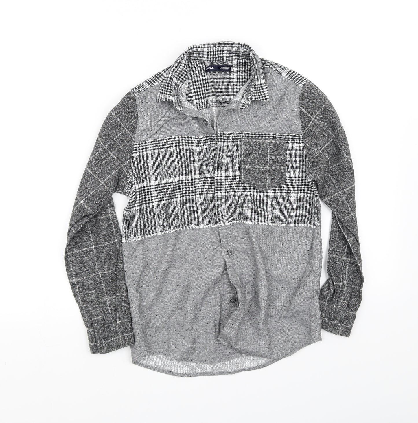 pre worn Boys Grey Houndstooth  Basic Button-Up Size 9 Years