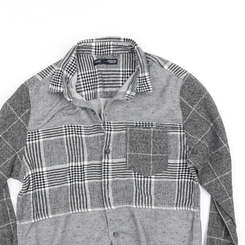 pre worn Boys Grey Houndstooth  Basic Button-Up Size 9 Years