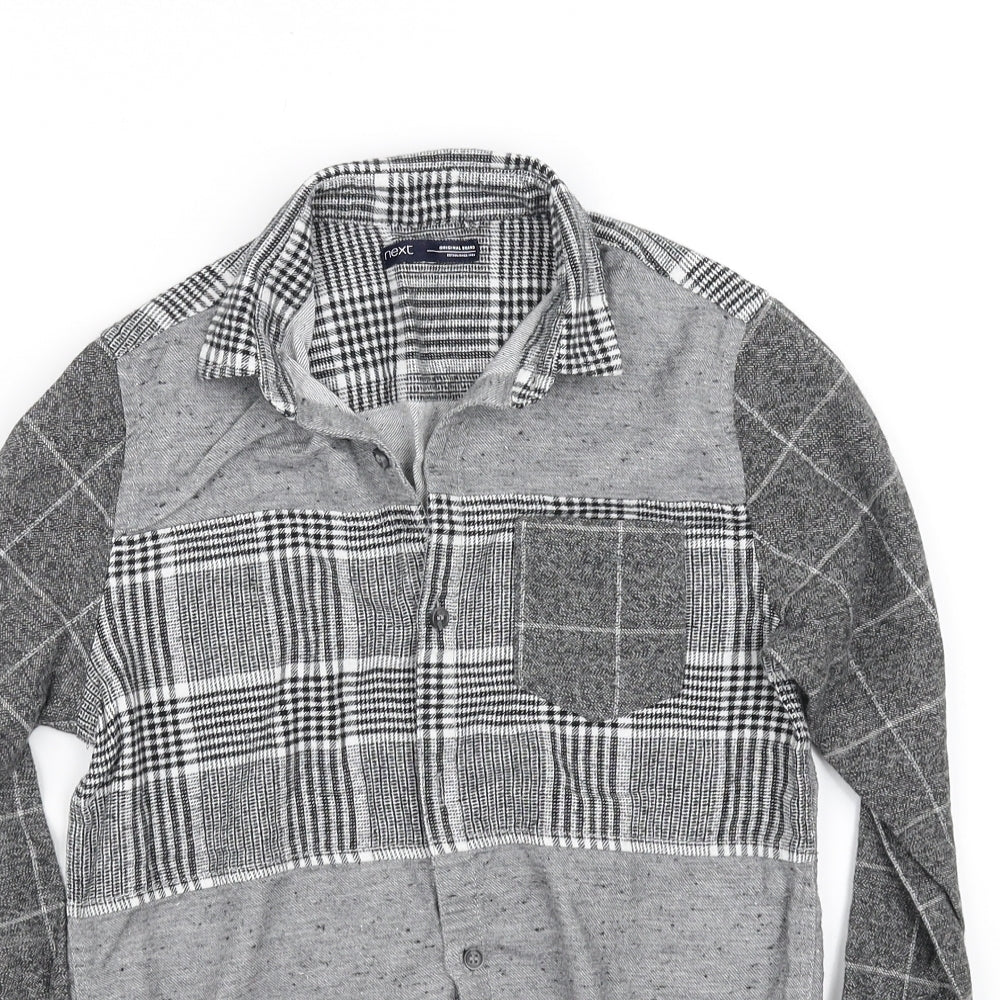pre worn Boys Grey Houndstooth  Basic Button-Up Size 9 Years
