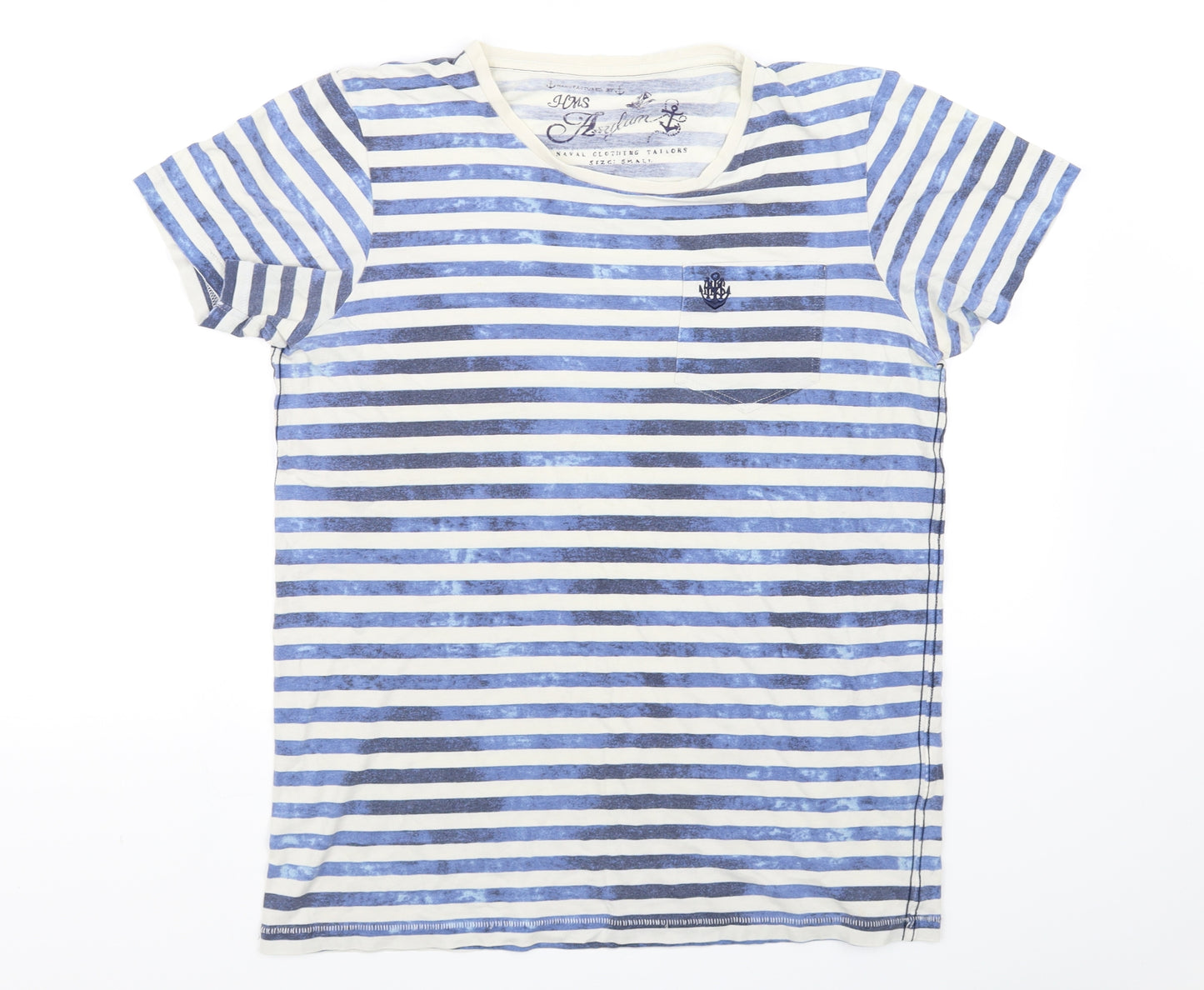 pre worn Womens Blue Striped  Basic T-Shirt Size S