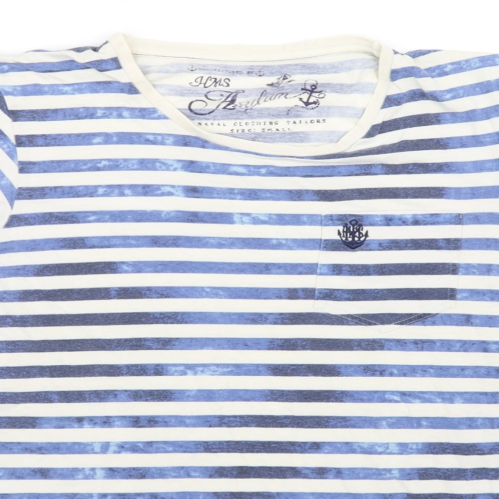 pre worn Womens Blue Striped  Basic T-Shirt Size S
