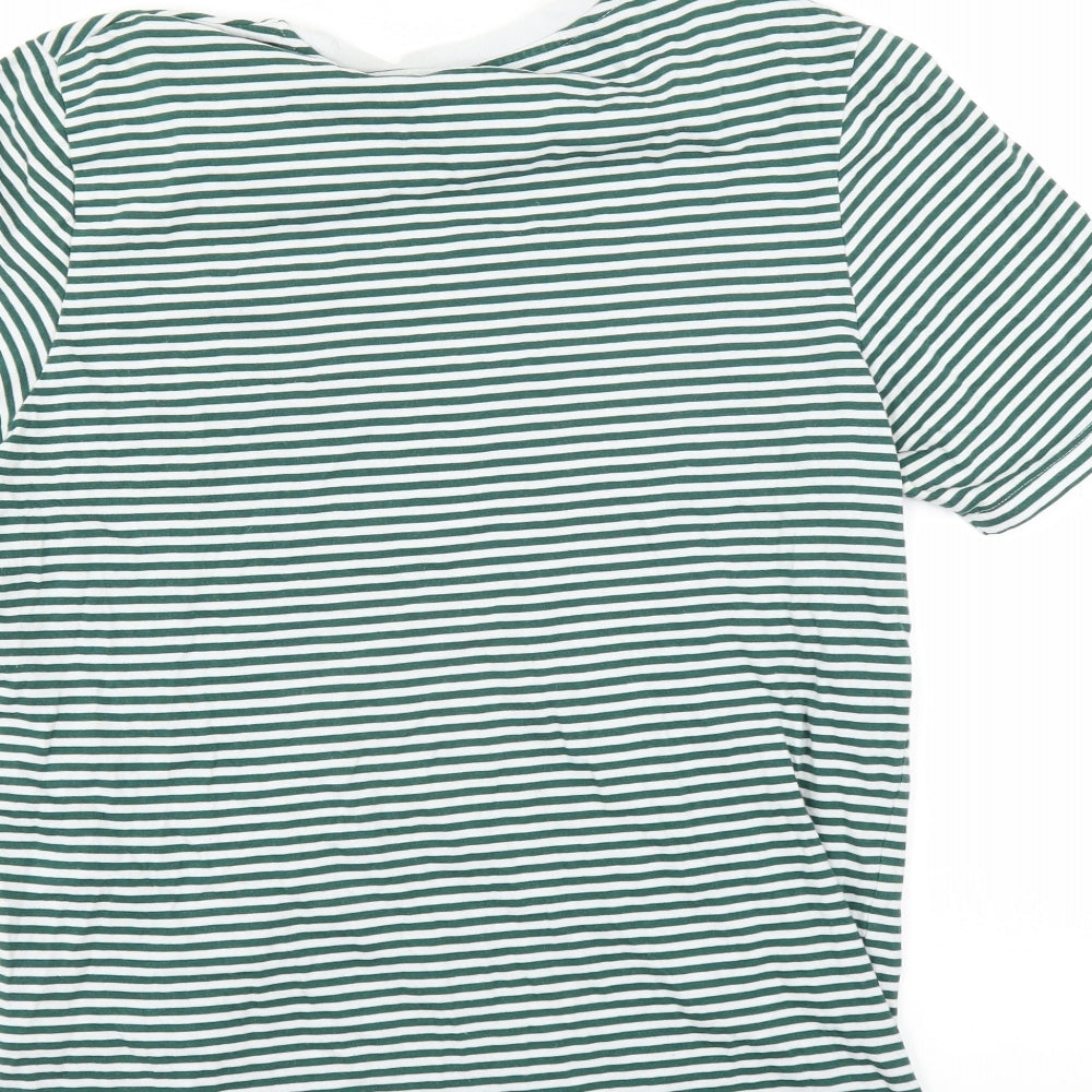 Selected Homme Mens Green Striped   T-Shirt Size L