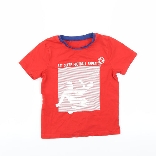 George Boys Red   Basic T-Shirt Size 6-7 Years  - Football