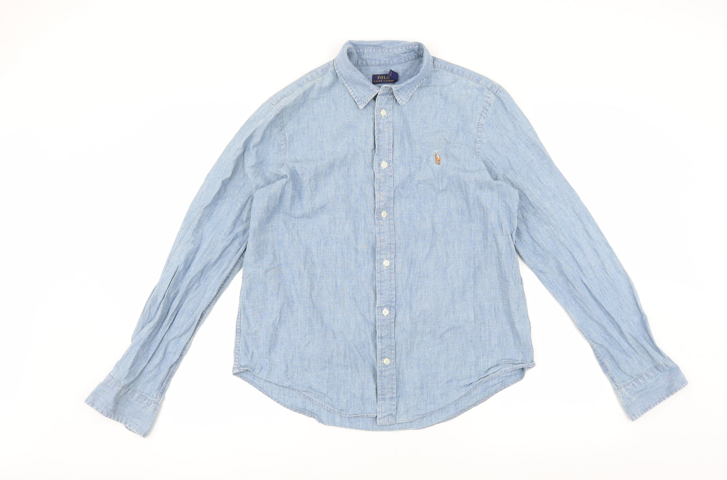 Polo Ralph Lauren Mens Blue  Denim  Button-Up Size L