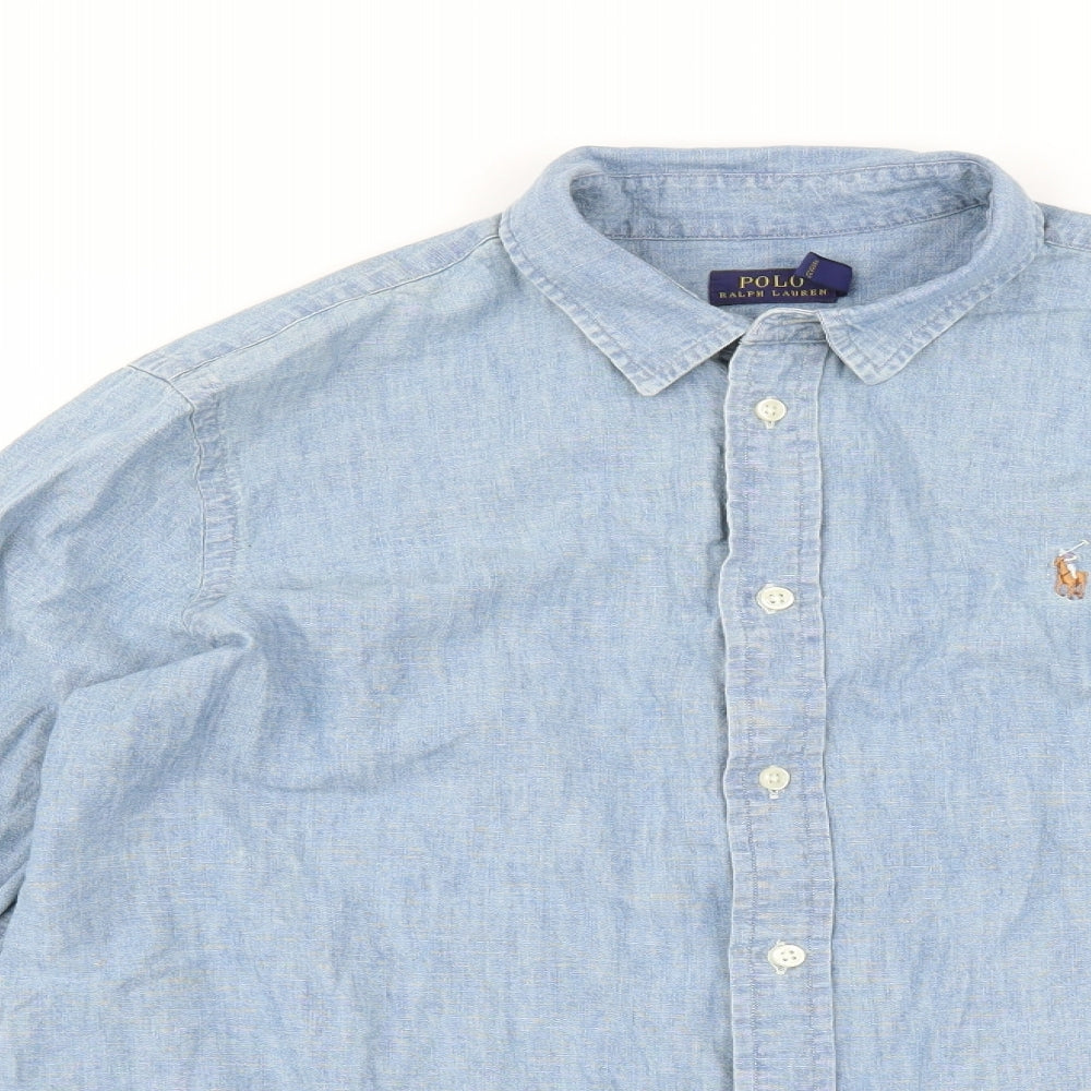 Polo Ralph Lauren Mens Blue  Denim  Button-Up Size L