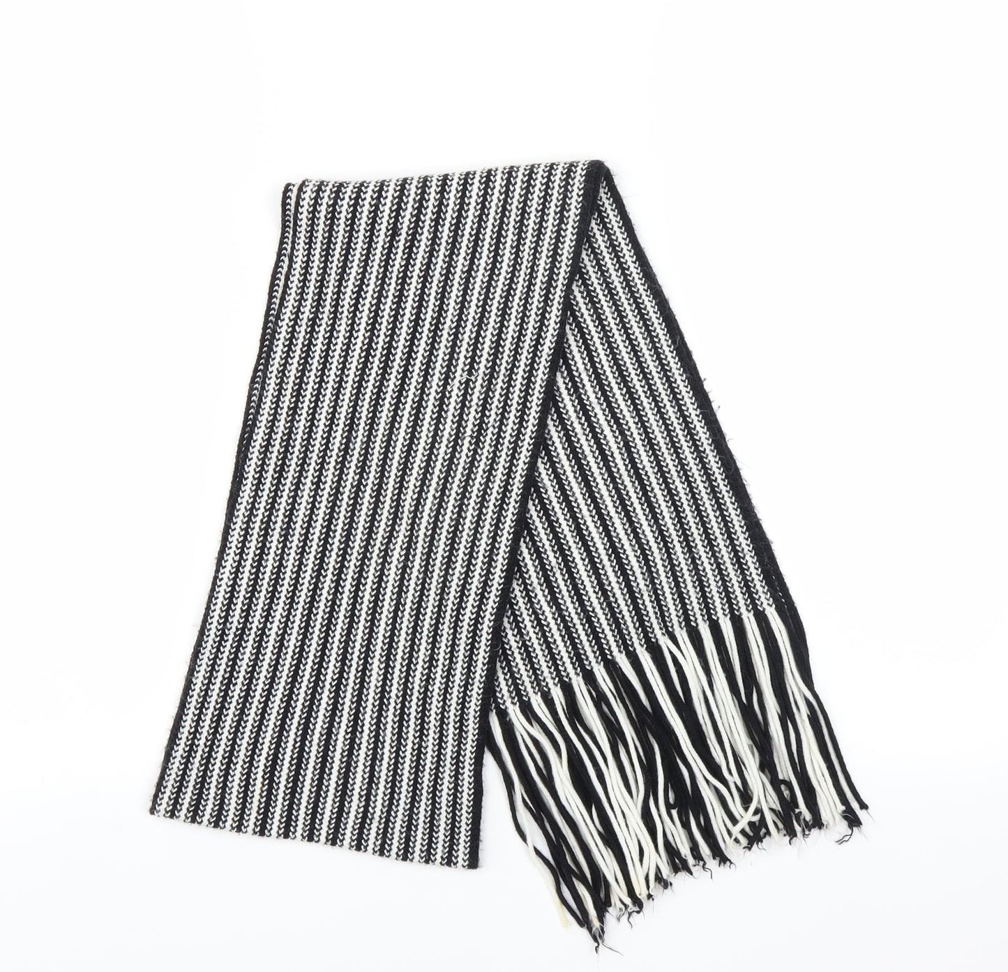 Preworn Unisex Black Striped   Scarf