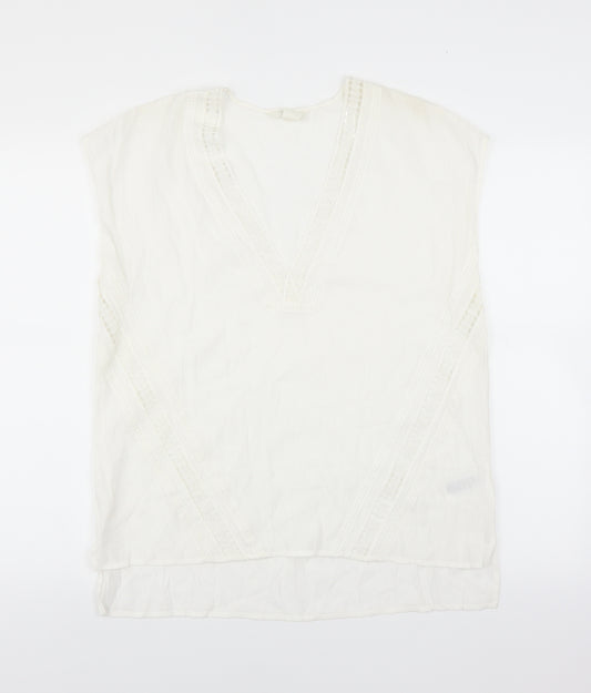 Front view of H&M women’s white basic blouse, size UK 16