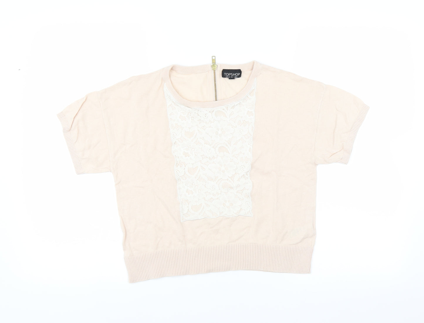 Topshop Womens Pink   Pullover Jumper Size 6  - floral lace detail