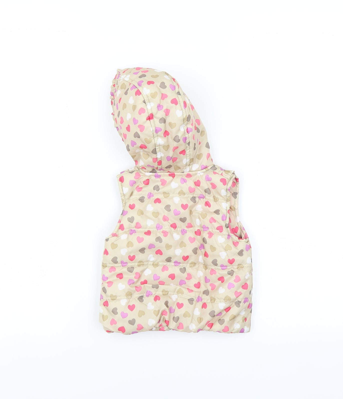 Sainsburys Girls Beige   Gilet Jacket Size 3-6 Months  - heart pattern