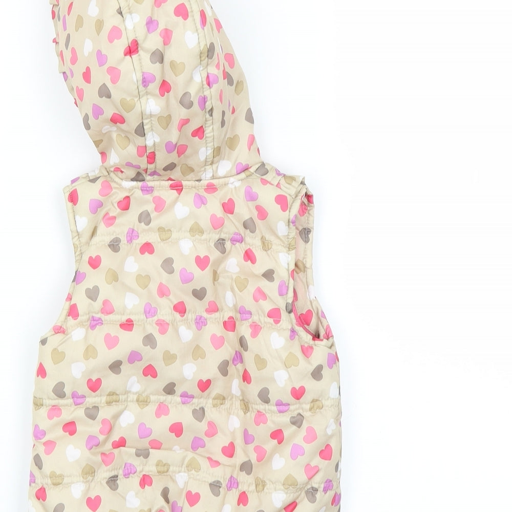 Sainsburys Girls Beige   Gilet Jacket Size 3-6 Months  - heart pattern