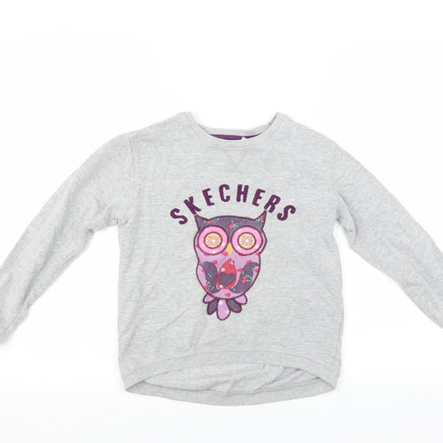 Skechers Girls Grey   Pullover Sweatshirt Size 8-9 Years  - owl