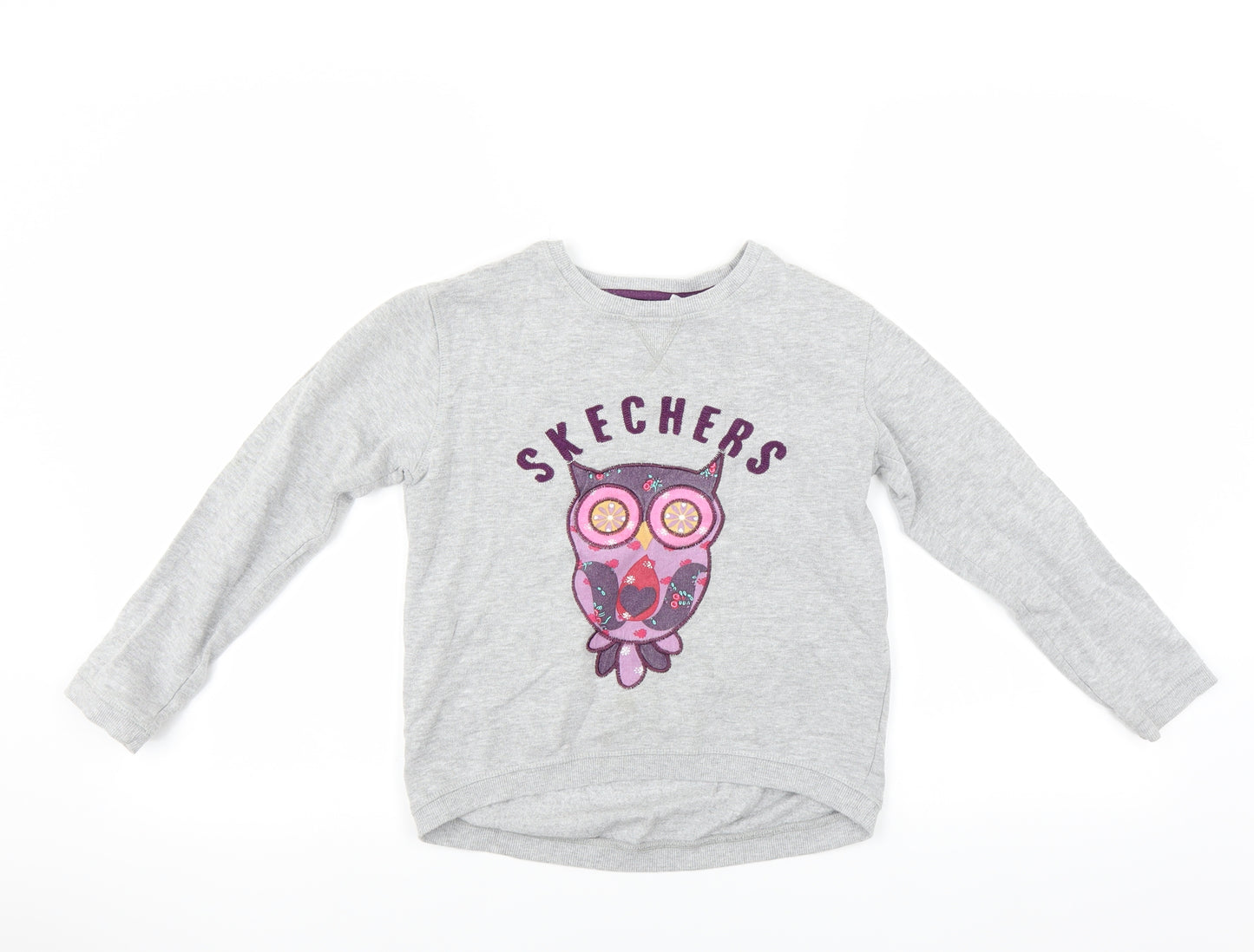 Skechers Girls Grey   Pullover Sweatshirt Size 8-9 Years  - owl