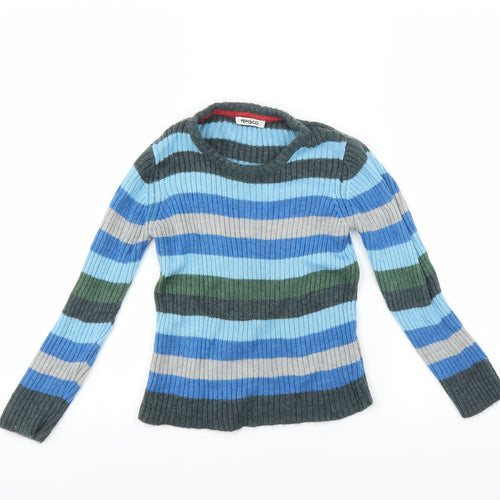 Pep & Co Boys Blue Striped  Pullover Jumper Size 5-6 Years
