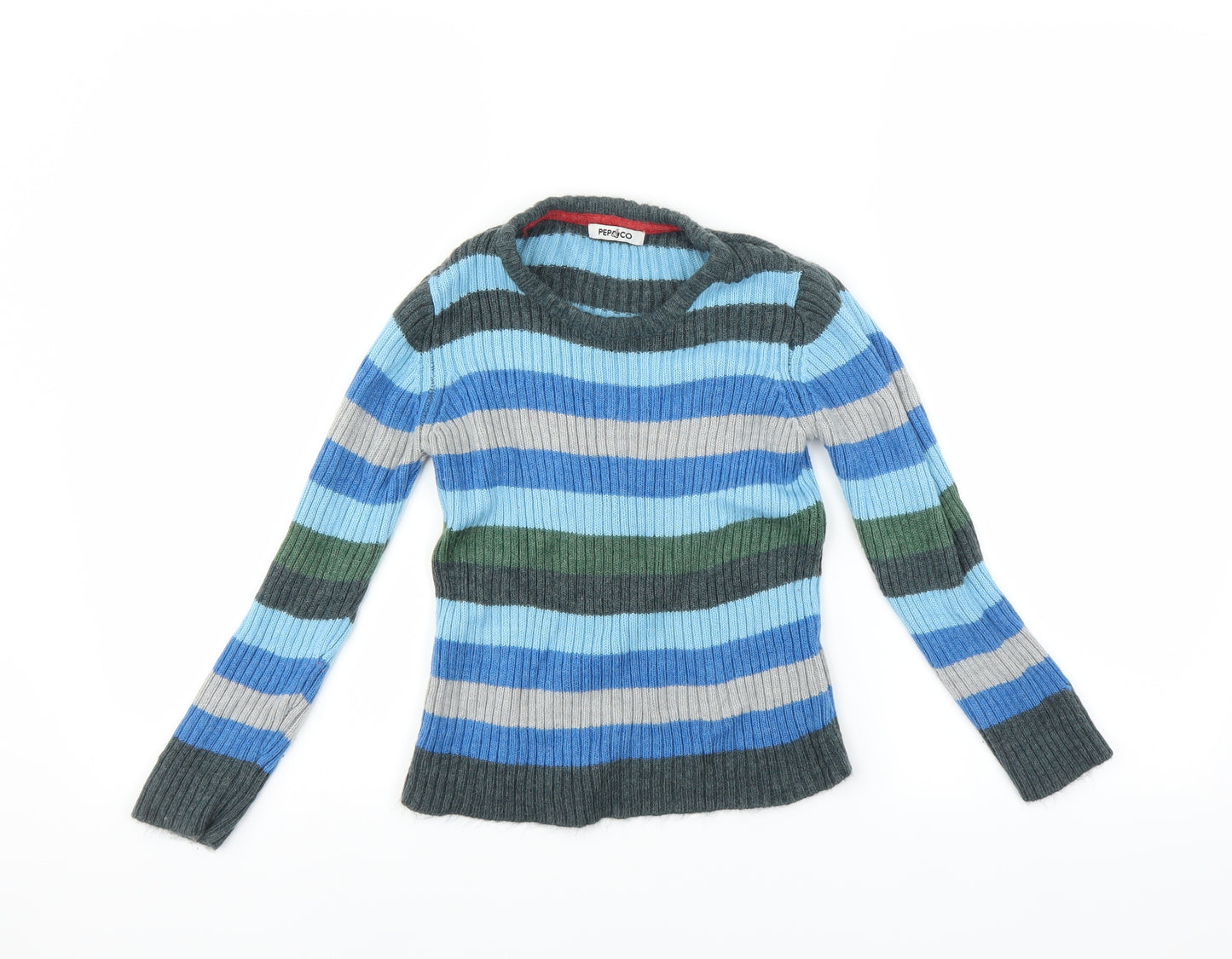 Pep & Co Boys Blue Striped  Pullover Jumper Size 5-6 Years