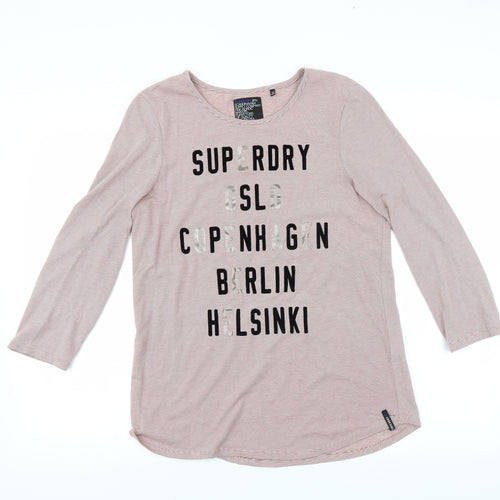 Superdry Womens Pink Striped  Basic T-Shirt Size XL