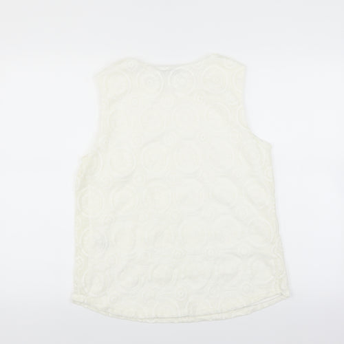 Matalan Womens White Floral  Basic Blouse Size 12  - lace detail