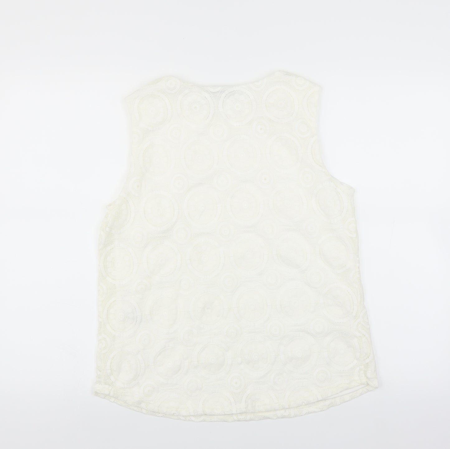 Matalan Womens White Floral  Basic Blouse Size 12  - lace detail