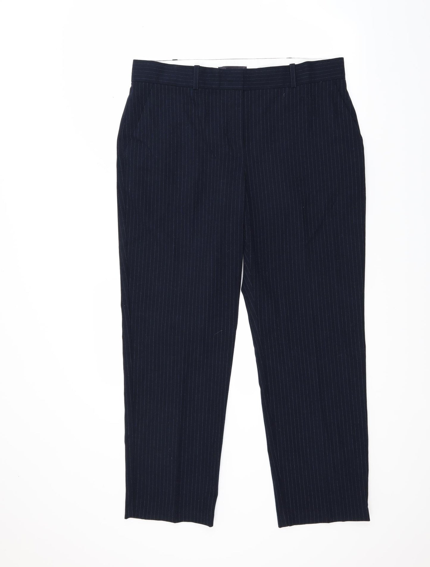 Marks and Spencer Womens Blue Striped  Trousers  Size 16 L27 in