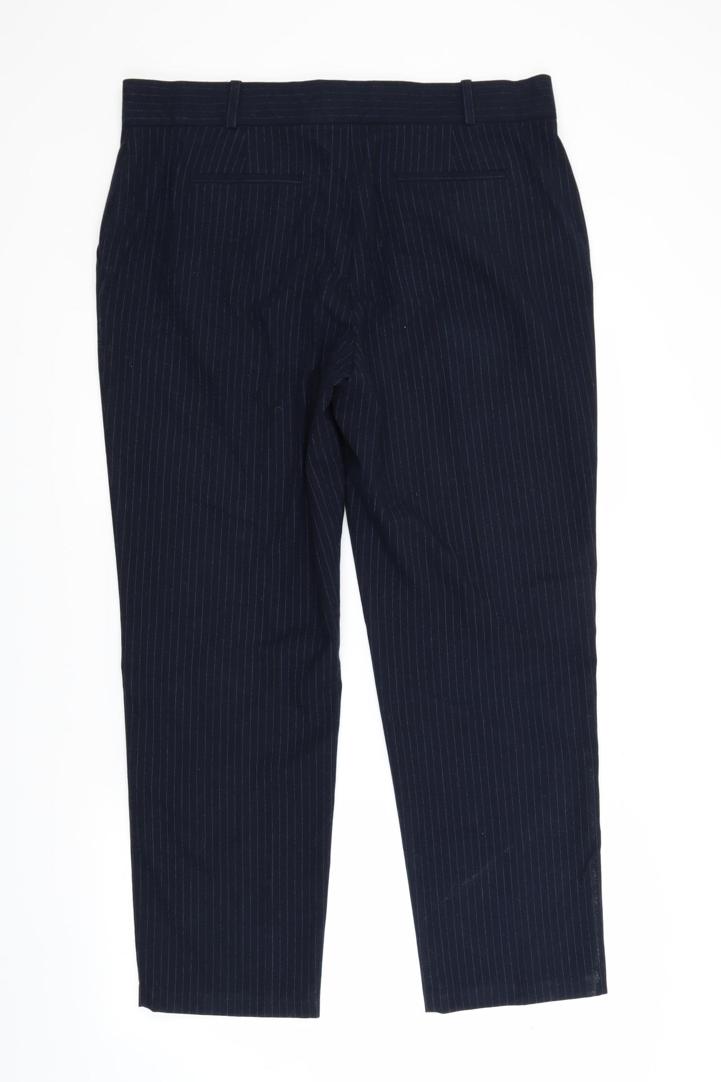 Marks and Spencer Womens Blue Striped  Trousers  Size 16 L27 in