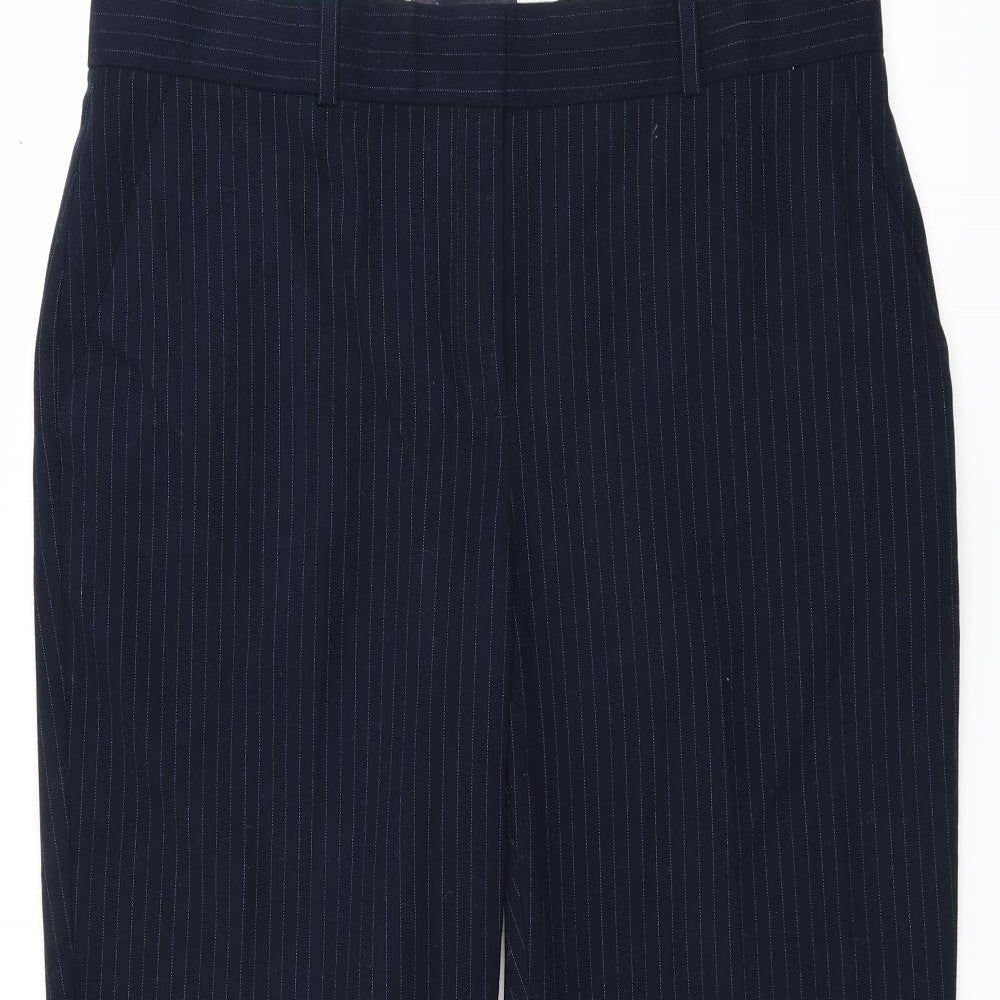 Marks and Spencer Womens Blue Striped  Trousers  Size 16 L27 in