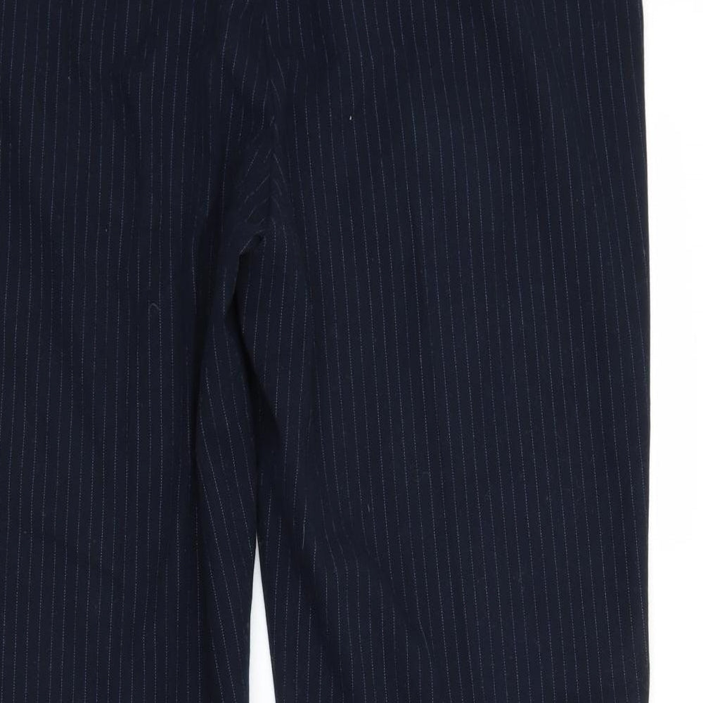 Marks and Spencer Womens Blue Striped  Trousers  Size 16 L27 in