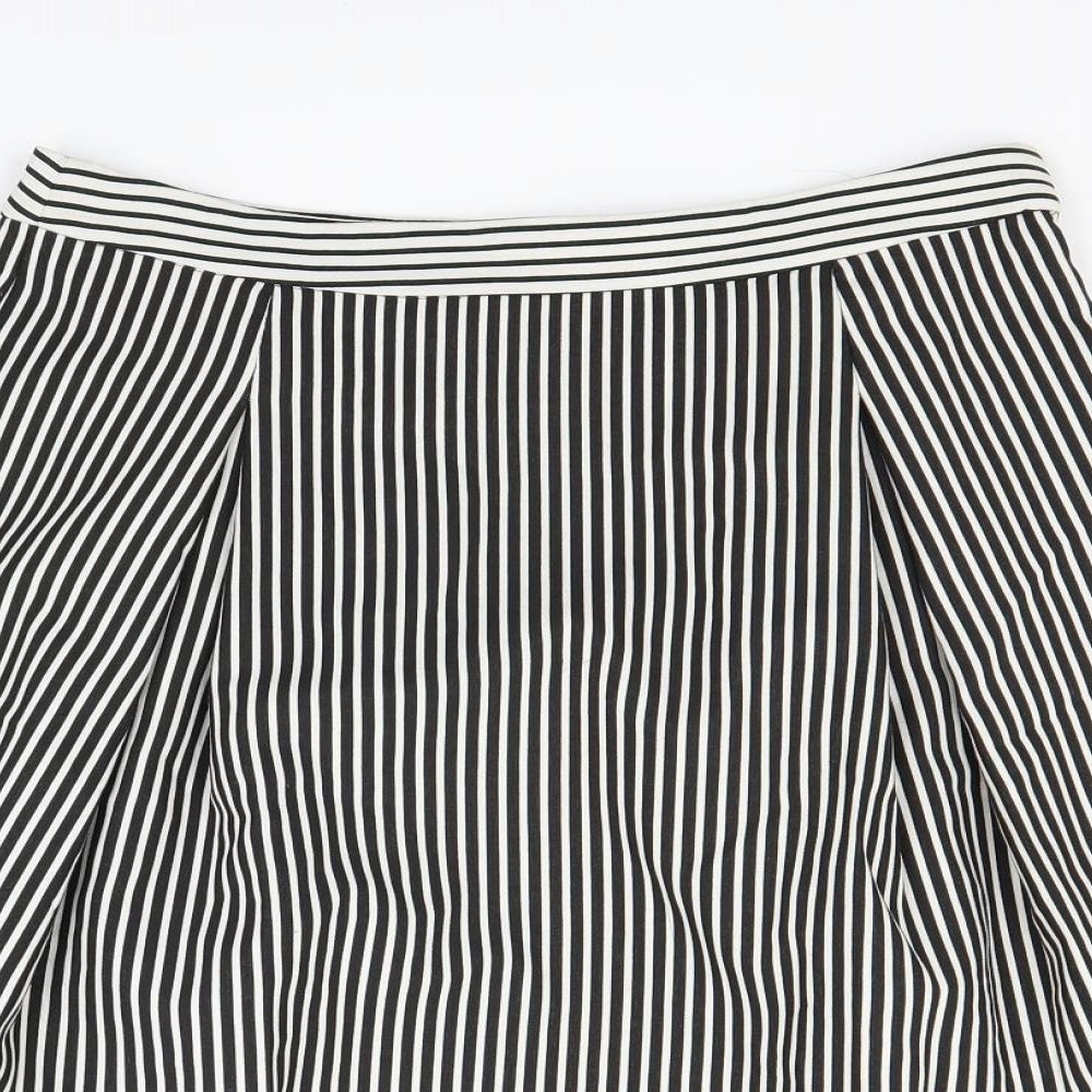New Look Womens White Striped  Flare Skirt Size 14