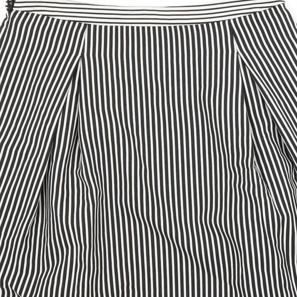 New Look Womens White Striped  Flare Skirt Size 14