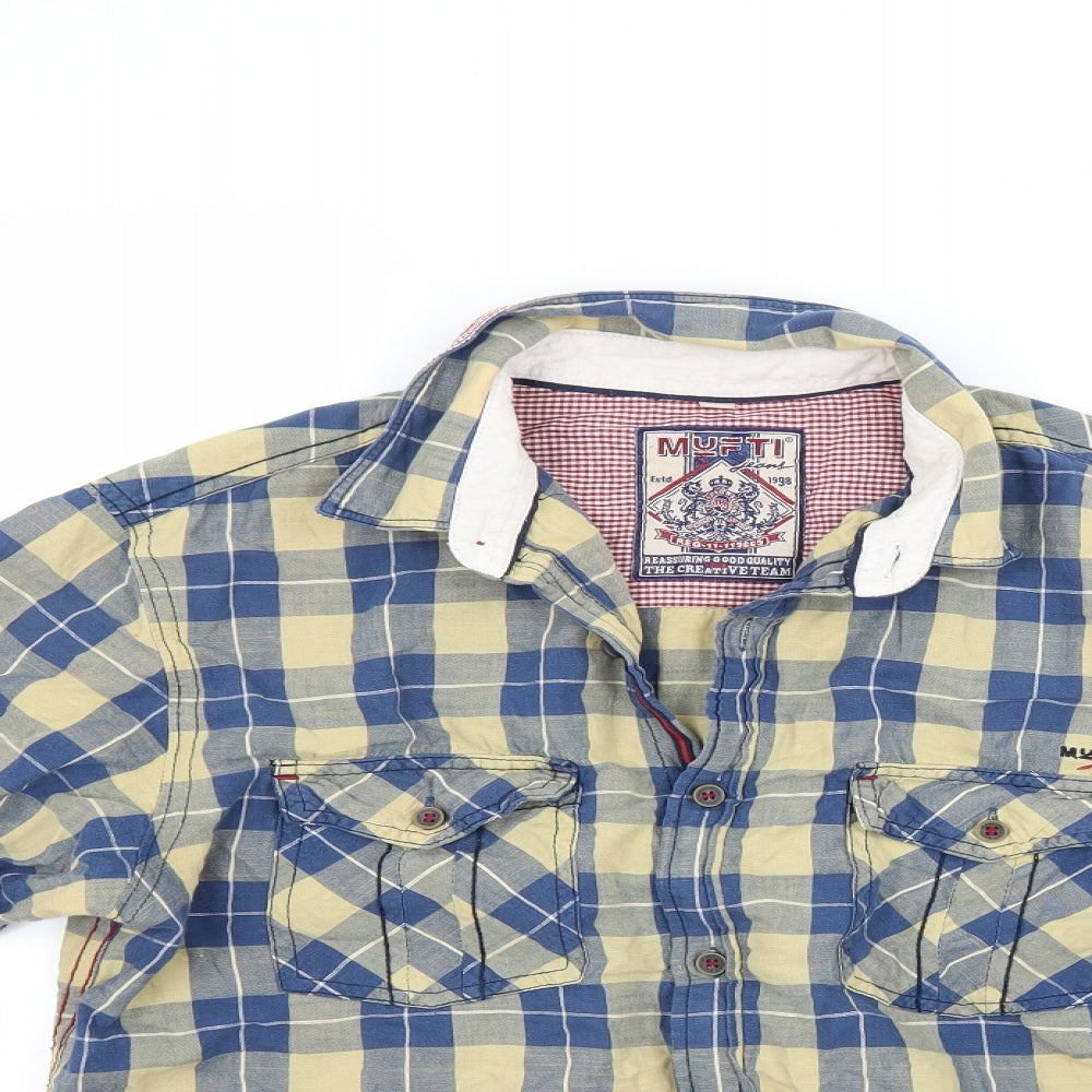 Mufti Mens Yellow Check   Button-Up Size L