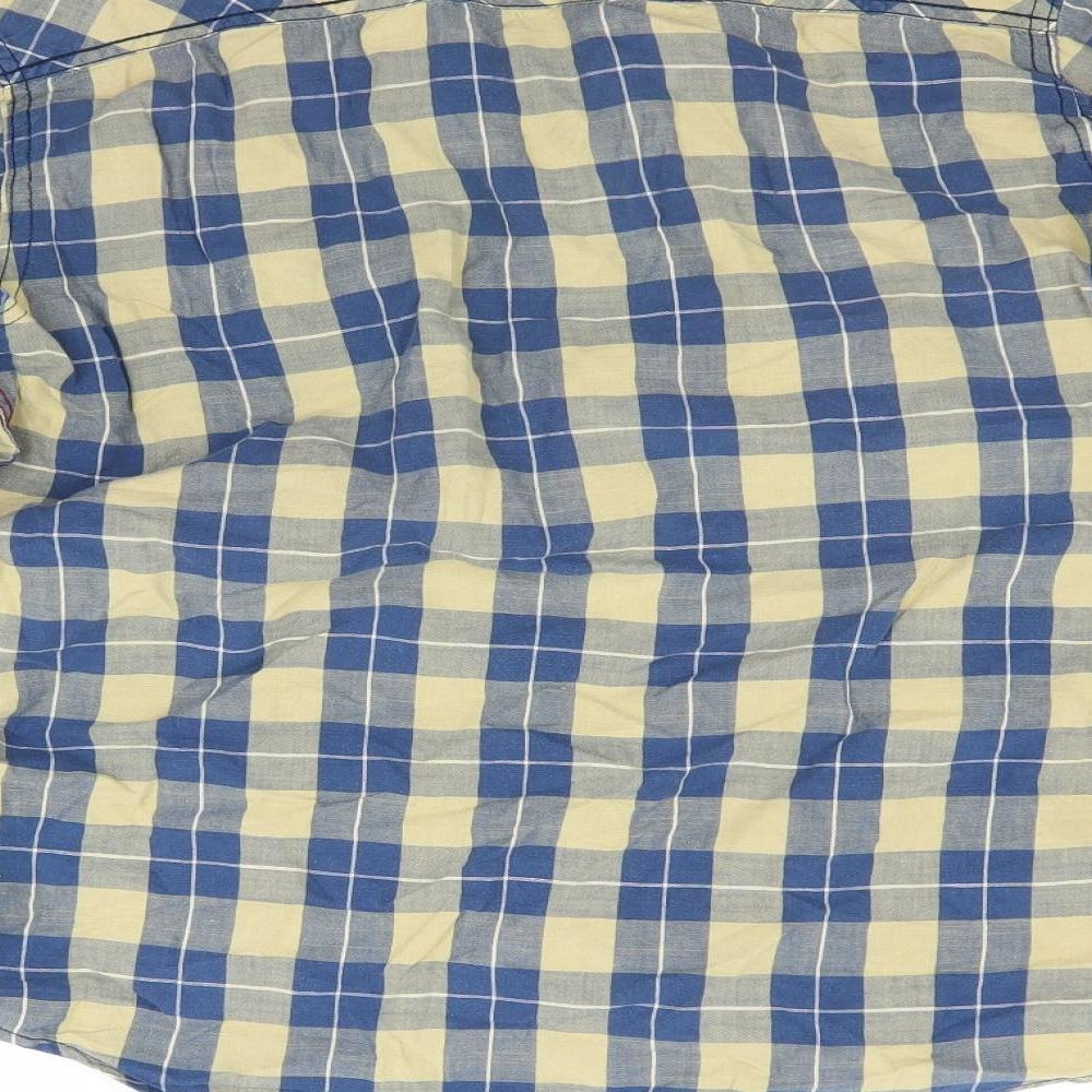 Mufti Mens Yellow Check   Button-Up Size L
