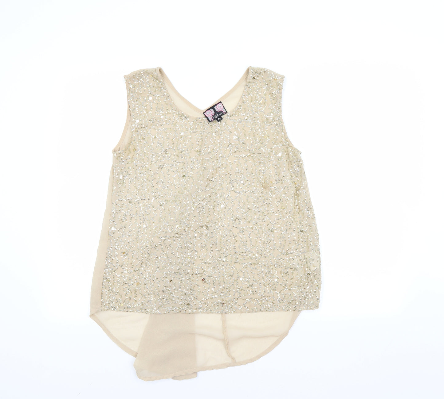 Ribbon Womens Beige   Basic Blouse Size 8
