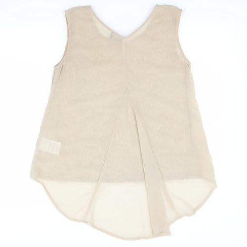 Ribbon Womens Beige   Basic Blouse Size 8