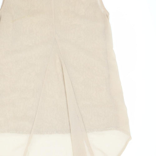Ribbon Womens Beige   Basic Blouse Size 8