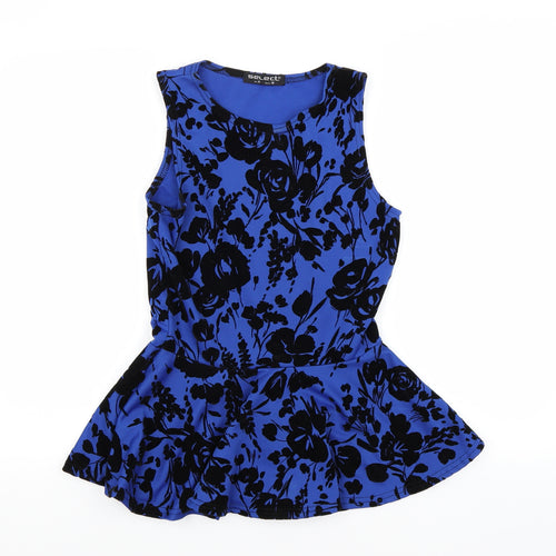 Select Womens Blue Floral  Tunic Blouse Size 10