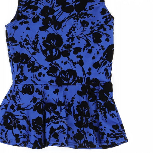 Select Womens Blue Floral  Tunic Blouse Size 10