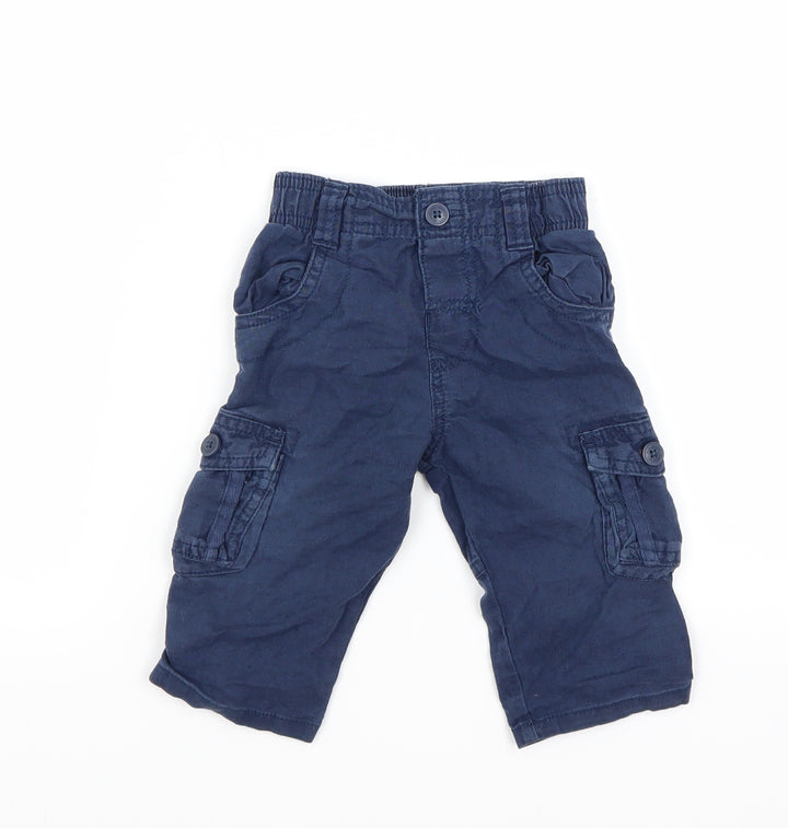 Marks and Spencer Boys Blue Cargo Trousers Size 6-9 Months