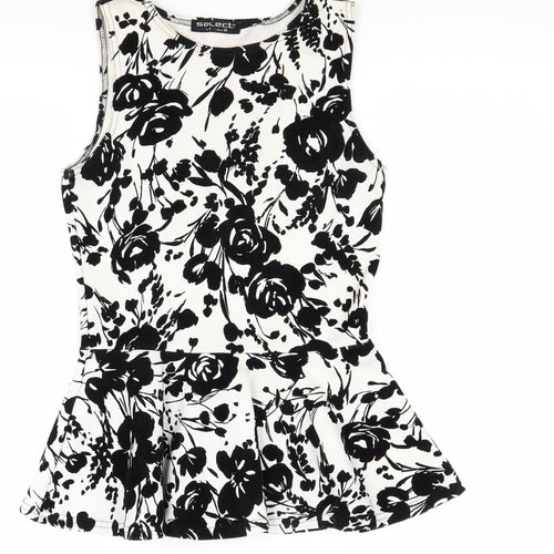 Select Womens White Floral  Tunic Tank Size 8
