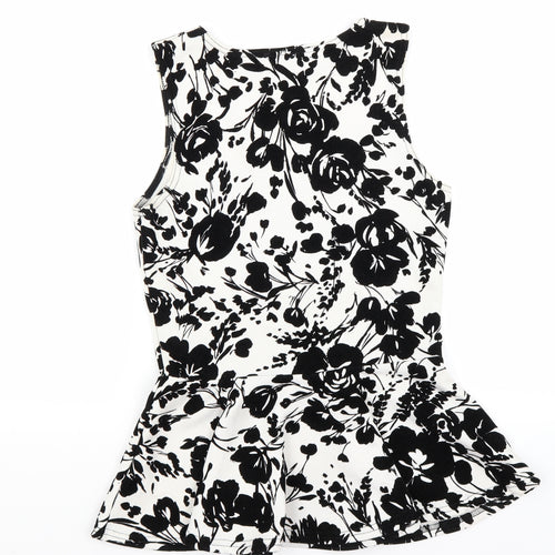 Select Womens White Floral  Tunic Tank Size 8